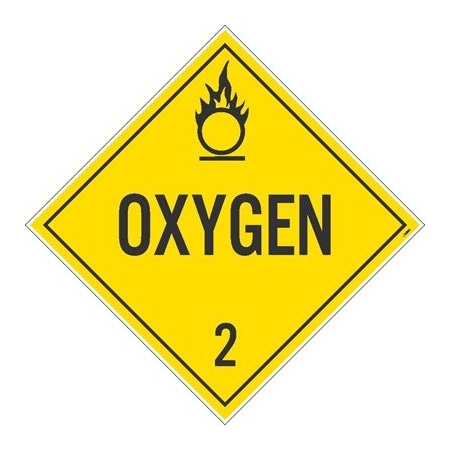 Nmc Oxygen 2 Dot Placard Sign, Material: Rigid Plastic DL7R